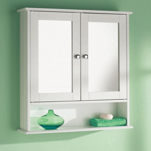 White wooden double mirror - white,