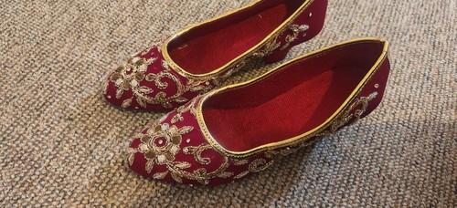 Bridal maroon shoes size - maroon,