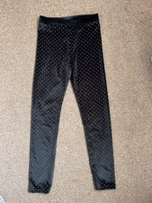 BNWOT girls velour/velvet black glitter leggings age 10-11 F&F party Halloween