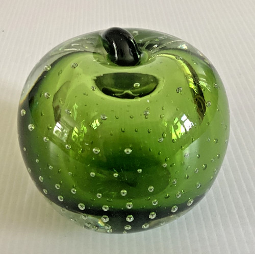 Glass apple paperweight - glass,