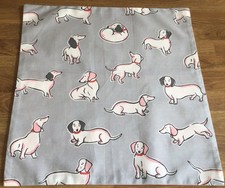 Square Cushion Cover Made W/ Cath Kidston Dachshund Sausage Dog & Spot Fabric