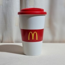 McDonald's White & Red Plastic Travel Cup with Lid