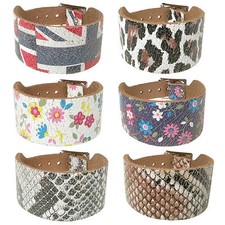 Fashion Real Leather 2 Row Printed Design Plain Wristband Made In UK