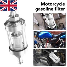 Short Aluminum Glass Fuel Petrol Inline Filter 1/4" 6mm Motorcycle Scooter