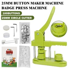 25mm Badge Maker Machine Making Pin Button Badges Punch Press 100 Button Kit