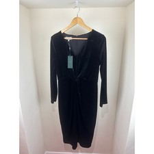 Hobbs Velour Midi Dress – Size 14 – Black (NWT)