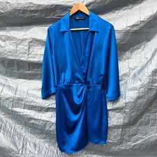 ZARA Blue Satin Look Mini Wrap