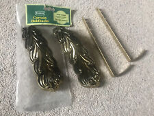Kenney Metalized Pair Antique Brass Curtain/Swag Curtain Holdbacks/Plume StyeNew