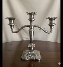 Antique Victorian Silver-Plated Three-Arm Candelabra 