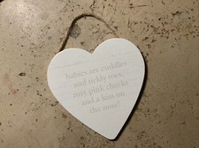 SET OF 12 BABY NURSERY HEART PLAQUES Shabby Chic 14x14cm