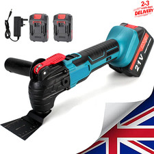 21V 6 SPEED Cordless Electric Oscillating Multi Saw Tool w/2 Batteries & Handle