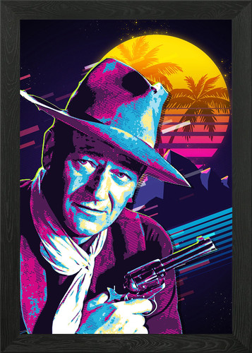 John wayne retro art - wayne, framed