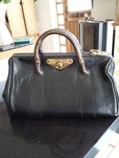 Antique Leather Gladstone Doctors Bag . Leather lining. VGC