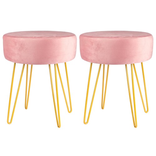 Round velvet footstool ottoman - round,