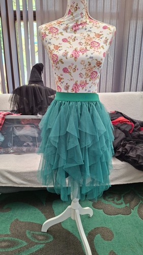 Teal green tulle tiered - teal,