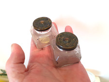 A Pair of Victorian Glass Inkwells for Writing Box c1870