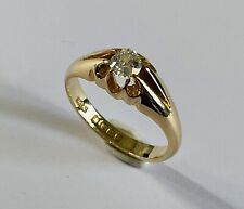 18ct Gold 0.50ct Natural Diamond Solitaire Gypsy Style Ring - UK Hallmark Size R