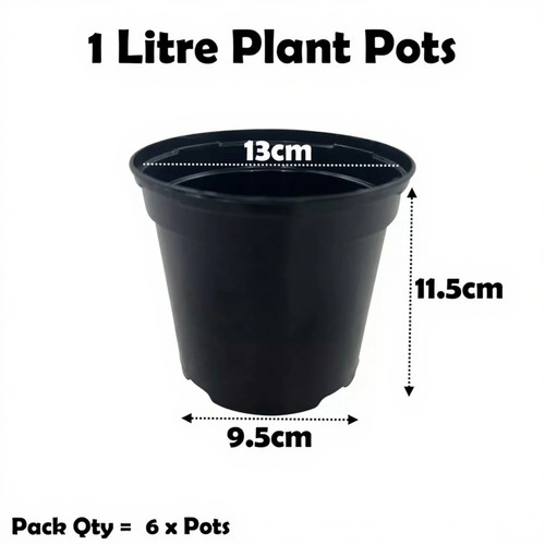 Litre black plant pots - black,