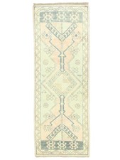 Muted Turkish Oushak Handmade Tiny Runner 2.4x6.4 ft Bath or Kitchen Sink Runner
