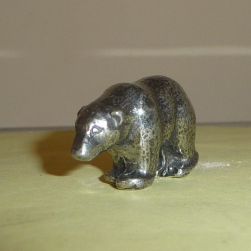 Vintage white metal polar bear - vintage,