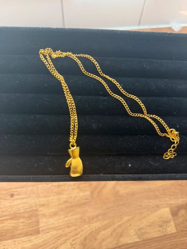 Gold boxing glove pendant - gold,