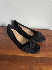 Long Tall Sally Black Suede Knotted Bow Slip On Ballet Flat Womens 11 Academia