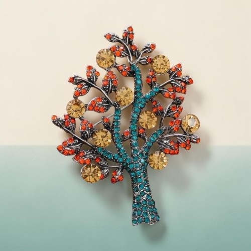 Autumn coloured tree brooch - autumn,
