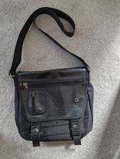 River Island satchel/laptop messenger bag black reverse embossed VGC