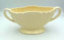 Vintage DARTMOUTH POTTERY Mantel Vase Jardiniere Ribbed + Handles 12" Wide