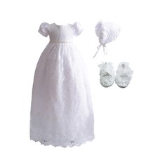  Long Lace Christening Gown