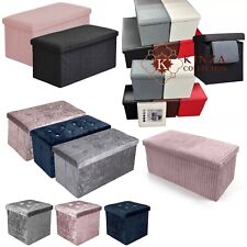 Folding Ottoman Storage Box Pouffe Seat Stool Foot Storage Unit Bench 8 Colour