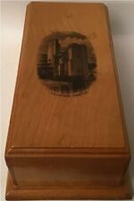 Antique Victorian Mauchline Ware Lidded Box With Divider Depicts Caister Castle