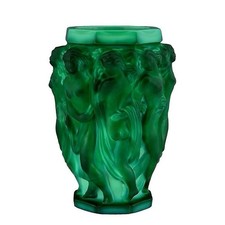 Art Deco 1930' Jade Malachite Glass Bacchantes Vase H.Hoffmann by Lalique