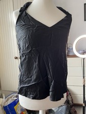 H&M “Madonna”  Black Silk Satin &Chiffon Halter Neck Size Euro 44 Uk size 16-18