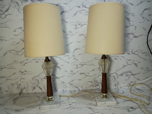 Pair mcm teak crystal - of,