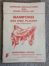 BAMFORD 634 DISC PLOUGH PARTS & OPERATORS MANUAL