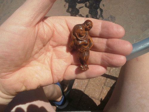 Hand carved wood netsuke - wood,