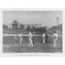 CRICKET W.G Grace Batting at the Crystal Palace Antique Print 1901