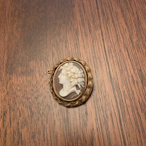 Antique 9ct gold cameo brooch - antique,