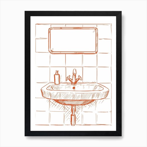 Bathroom sink illustration - illustration, red