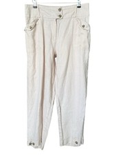 THE MASAI CLOTHING COMPANY light pink 100% linen tapered leg trousers size XL 16