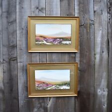 Antique 1900 AE Dumble Haytor High Willbays Dartmoor Watercolour Gilt Frame Pair