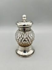 GEORGE V STERLING SILVER & GLASS PEPPER GRINDER, WILLIAM HUTTON, SHEFFIELD, 1920