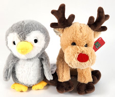 Christmas Plush Reindeer & Penguin Teddy Bear Cuddly  Toy Xmas Present Gift Idea