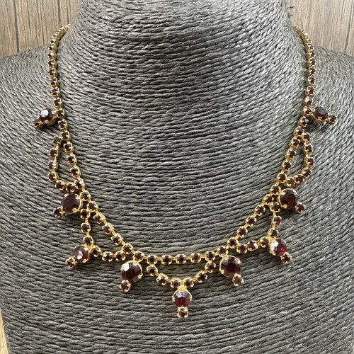 Vintage garnet glass collar - glass,