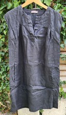 Marks and Spencer Portfolio 100% Linen Dress UK Size 12 - Black with Pockets VGC