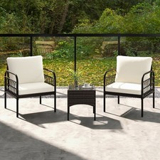 Costway 2 Seater Wicker Patio Bistro Set White