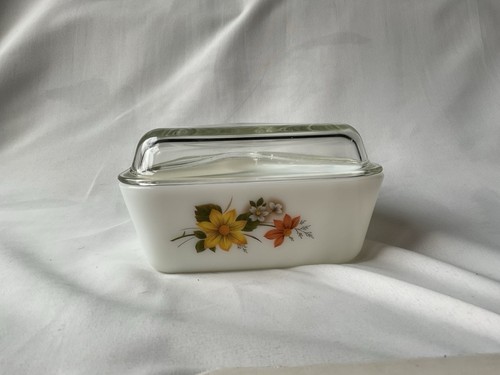 White floral ceramic butter - white,