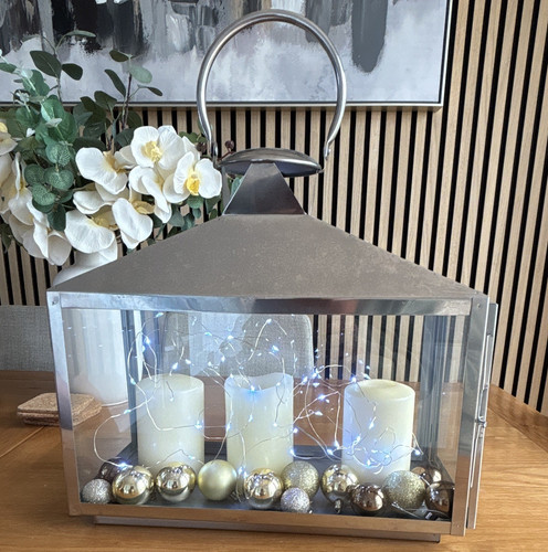 Silver brushed metal candle - brushed,
