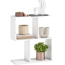 HOMCOM Side Table, Narrow End Table with Storage Shelves, White